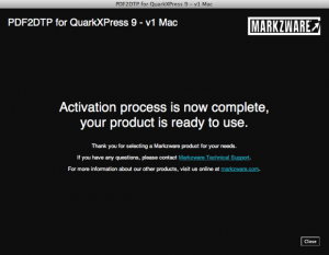 Markzware PDF2DTP for QuarkXPress Activation