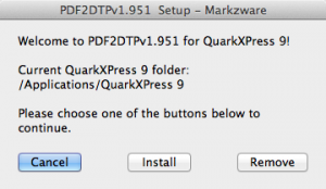 Markzware PDF2DTP for QuarkXPress Setup Window 1