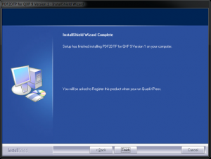 Markzware PDF2DTP for QuarkXPress Win Installation Complete