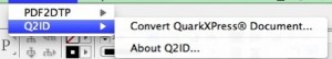 Markzware Q2ID for InDesign CS6 Menu