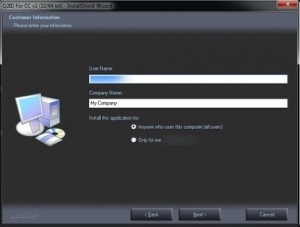 Markzware Q2ID for InDesign CC Installer Enter your info screen