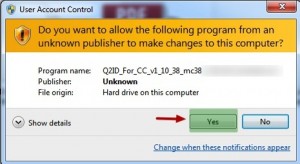 Markzware Q2ID for InDesign CC Installer and Windows UAC Window