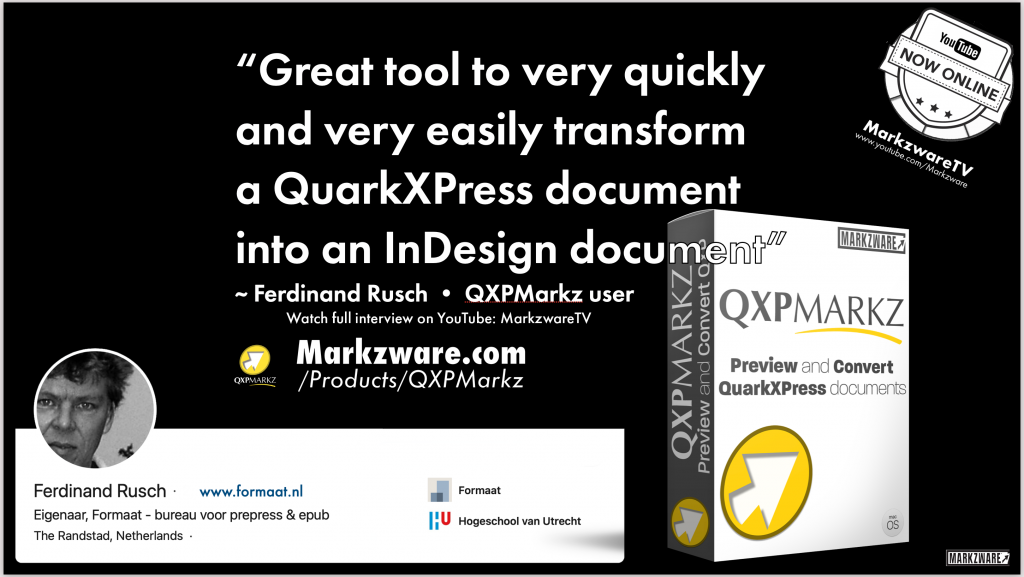QXPMarkz review Great product to convert QuarkXPress-to-InDesign Ferdinand Rusch