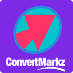ConvertMarkz Logo: Logotype Icon Over White Name In Square