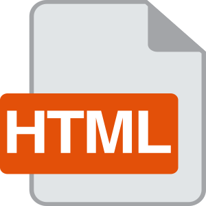 HTML File Format: HyperText Markup Language document type. White HTML on Orange Label.