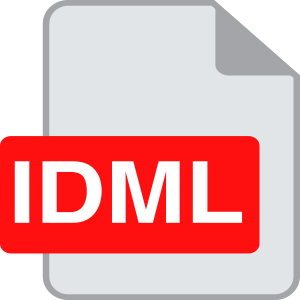 IDML File Format: InDesign Markup Language document type. White IDML on Red Label.