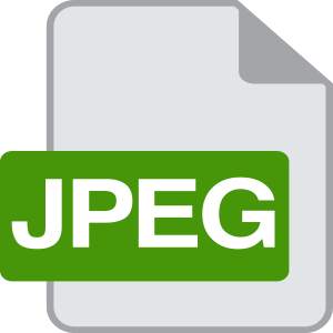 JPEG File Format: Joint Photographic Experts Group document type. White JPEG on Green Ribbon.