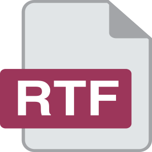 RTF File Format: Rich Text Format document type. White RTF on Maroon Label.