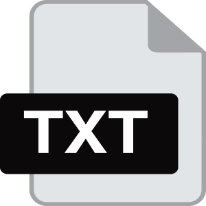 TXT File Format: Plain Text document type. White TXT on Black Label.