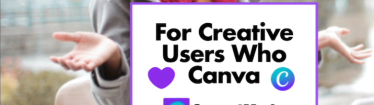 ConvertMarkz Quick Start Guide ConvertMarkz Journey 1 For Creative Users Who Love Canva: Markzware Logo. “Get Approved. Get Content. Be Creative.” in Gray Text. “For Creative Users Who 💜 Canva” in Black Text on White Rectangle in Purple Frame. Seated Female with Hands Up Looks at Laptop.