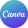 Canva Logo (Freebiehive free download) 2140x2140 Transparent: "Canva" in White Text on Blue-to-Purple Gradient Circle.