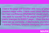 Convert PDF Pages to InDesign & Edit: PDFMarkz Review by Corporate Graphic Designer at cloud9design. “I had a 60-page pdf booklet with tons of graphics that needed major edits. I have used other Markzware products… so I had confidence [PDFMarkz] would work, and it did!!! I was able to convert the 60 pages from pdf to InDesign and make changes to EVERY page… Even the linked graphics were set up correctly…! Markzware, you are a life saver!!! – Ashley Grisham, Graphic Designer, cloud9design, LLC” in White Text in Pink Frame with Pink Arrow, White Quotation Marks, and "MARKZWARE.COM" in White Text.