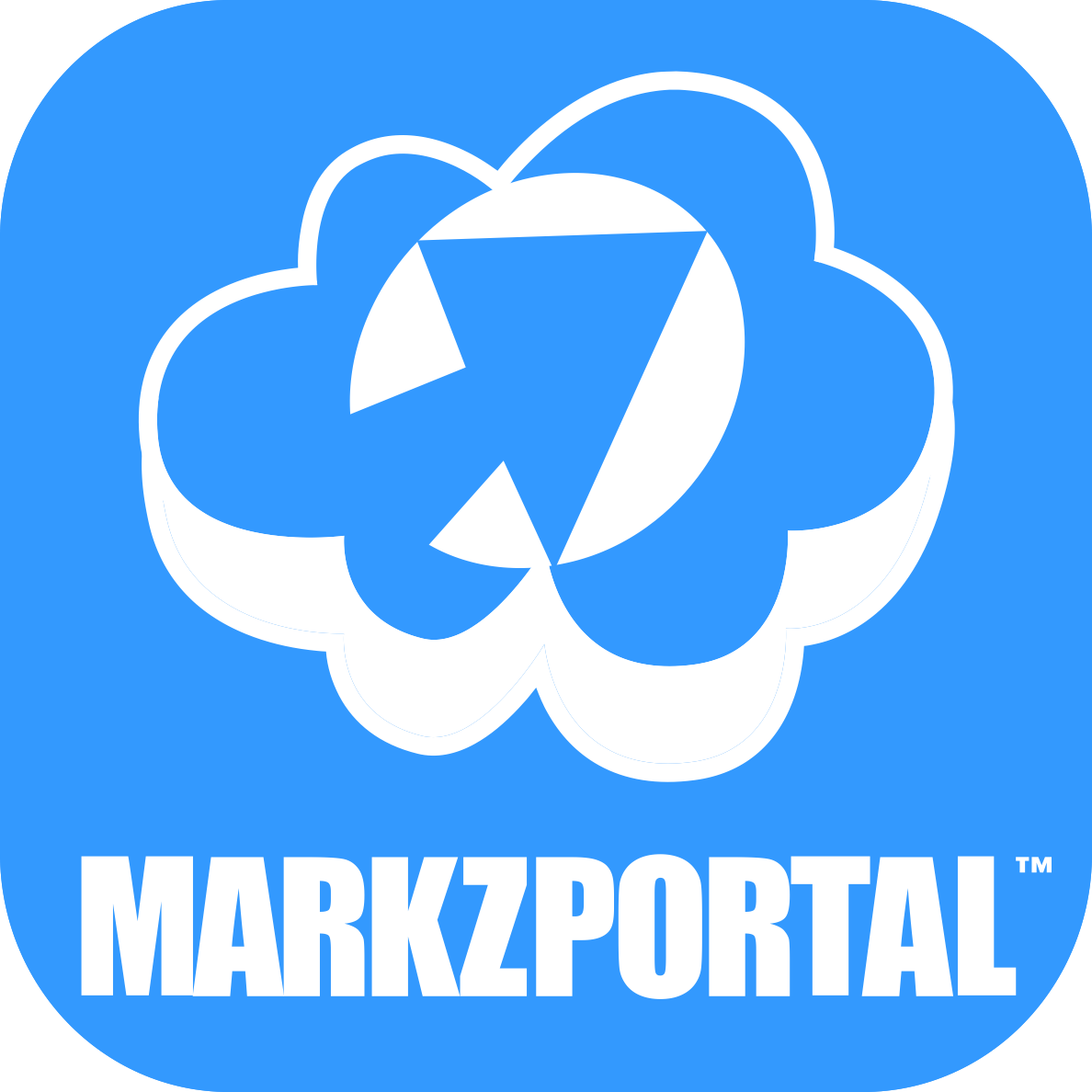 MarkzPortal Logo Logotype Icon over White Name in Square, 1188 x 1188