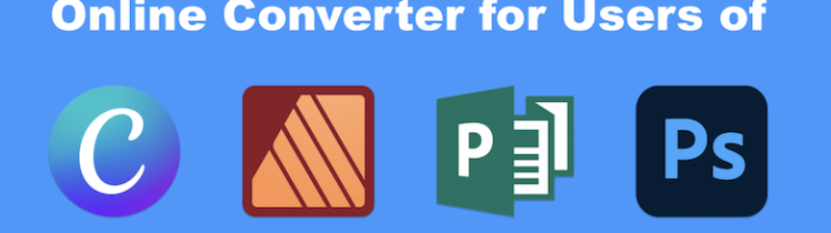 Online Converter for Canva, Publisher, Photoshop, Illustrator, InDesign, PDF & QuarkXPress Users (780x780). Markzware Logo. MarkzPortal Logo. “Online Converter for Users of” in White Text. Logos for Canva, Affinity Publisher, Microsoft Publisher, Photoshop, Illustrator, InDesign, PDF & QuarkXPress. “markzportal.markzware.com” in White Text. All on Blue Background.