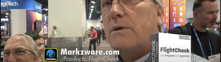 Preflight & Report on Documents: Prepress, Pressroom, Bindery Manager on FlightCheck, 780x435. Dale Anderson of Process Displays (PD Instore) with PRINTING United Expo in the Background.