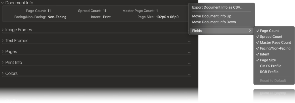 FlightCheck 2025 Document info (dark mode) user interface (UI)