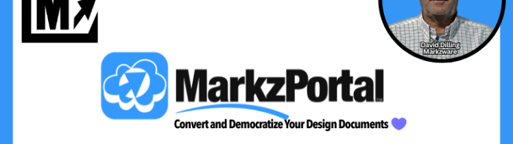 Promotional graphic for MarkzPortal featuring the Markzware logo, app icons (including Canva, Affinity Publisher, PDF, Adobe Illustrator, QuarkXPress, and Microsoft Publisher), and a photo of David Dilling of Markzware. The headline reads: “MarkzPortal Launches One-Off Pricing for Instant DTP File Conversions.” The tagline below the MarkzPortal logo states: “Convert and Democratize Your Design Documents.”