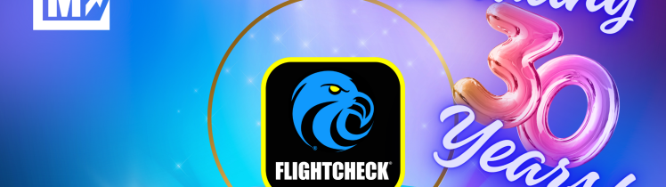 image with the FlightCheck logo on a pedestal with "Celebrating 30 years!" to the right.
