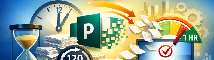 Microsoft Publisher file conversion to Affinity Publisher, reducing a 20,000-page document migration from approximately 120 hours to one hour.