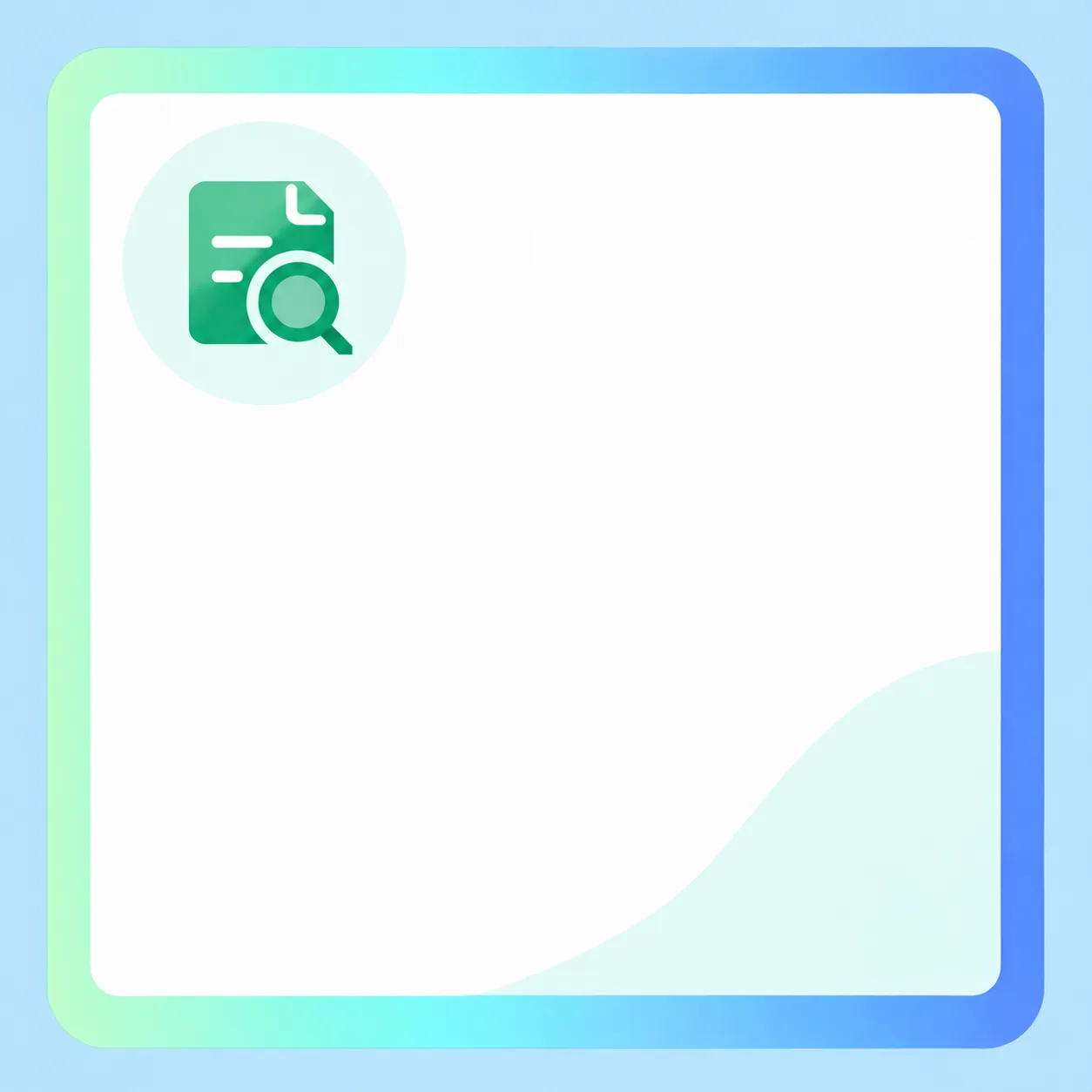 Preview and inspect card graphic with a document and magnifying glass icon in a blue-green gradient frame.