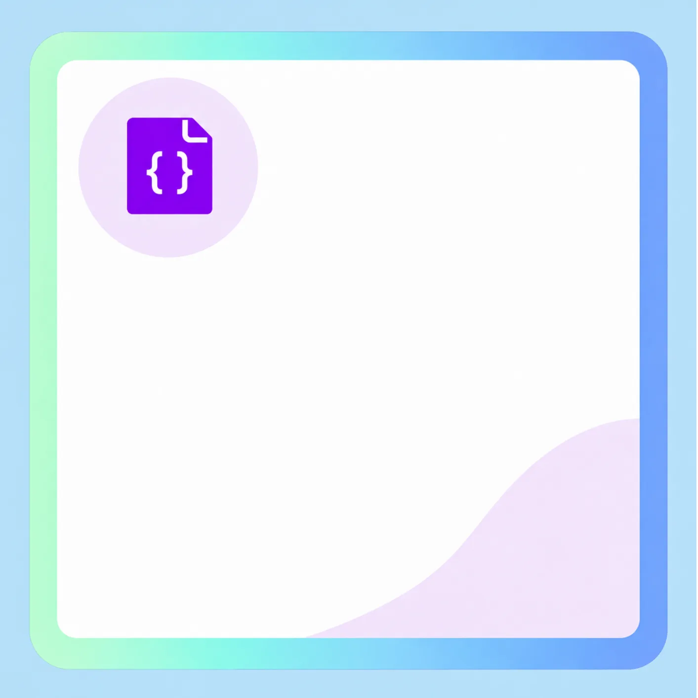 Structured MZJSON card graphic with a purple document and code brackets icon in a blue-green gradient frame.